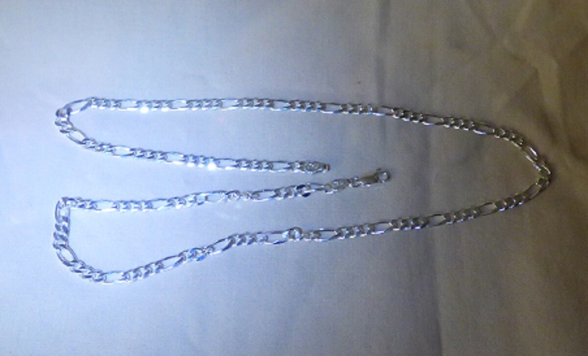 Vintage 1980-90s Sterling Silver 925 FIGARO 20″ Necklace Italy 4mm 10.9 grams