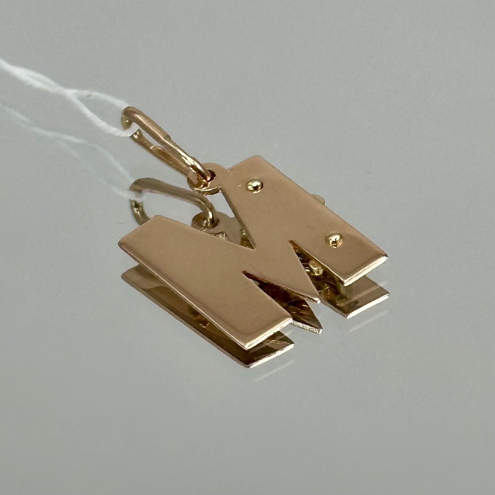 Vintage Original Rose & Yellow Gold Pendant Letter “M” 583 14K 1,80 g. Ukraine