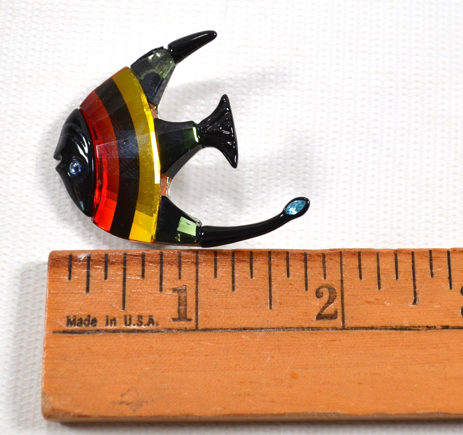 Vintage Swarovski Angel Fish Brooch / Pin 2″ w/ Blue Eye & Fin Tip READ