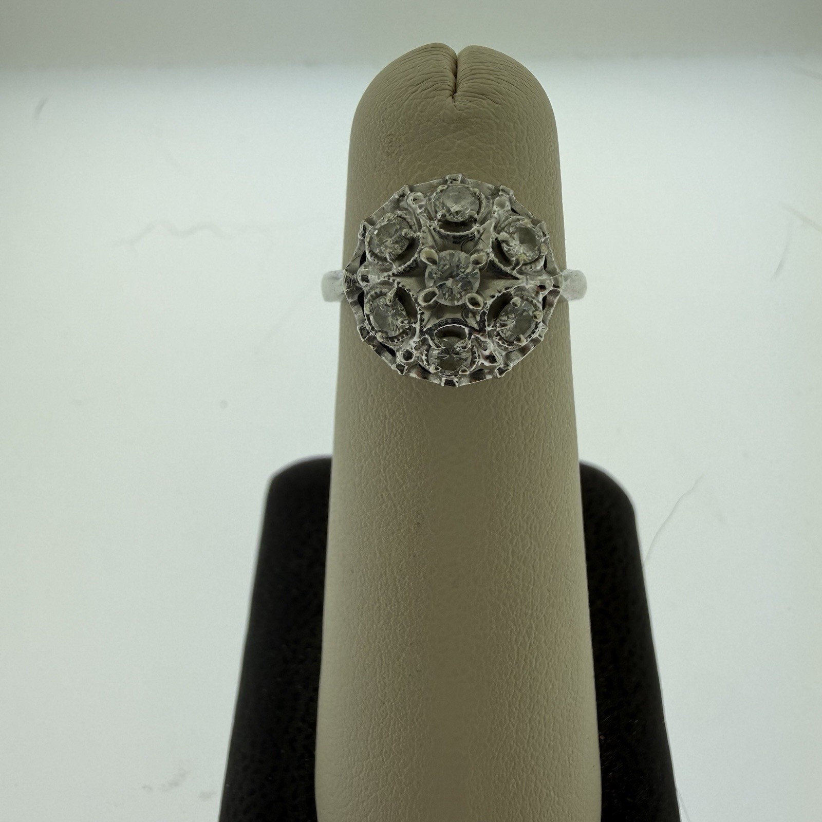 VINTAGE Estate 14k White Gold NATURAL Diamond 0.40CTTW Ring–Size 6
