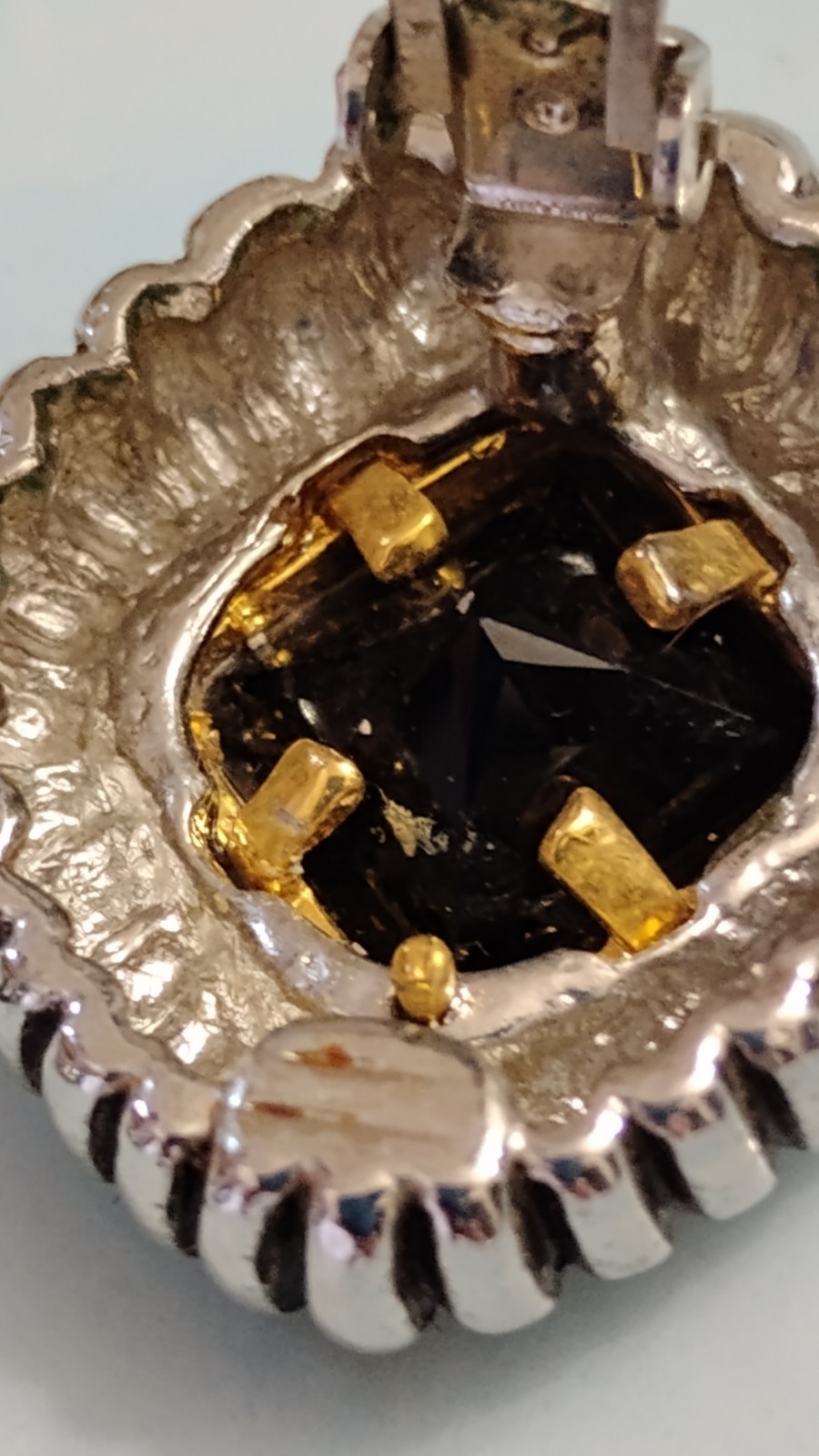 Vtg Black Glass Chatons Cabochon Necklace Earrings & Bangle Bracelet Set