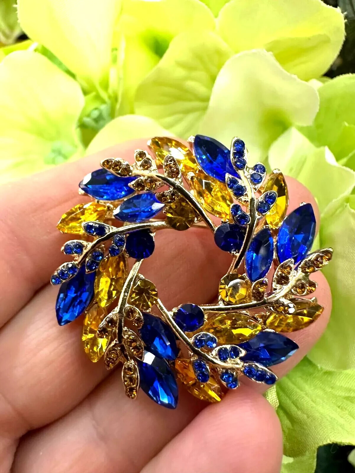 New Ukrainian Easter Wreath Rhinestone Brooch, Wheat Pin, Easter Gift For Her