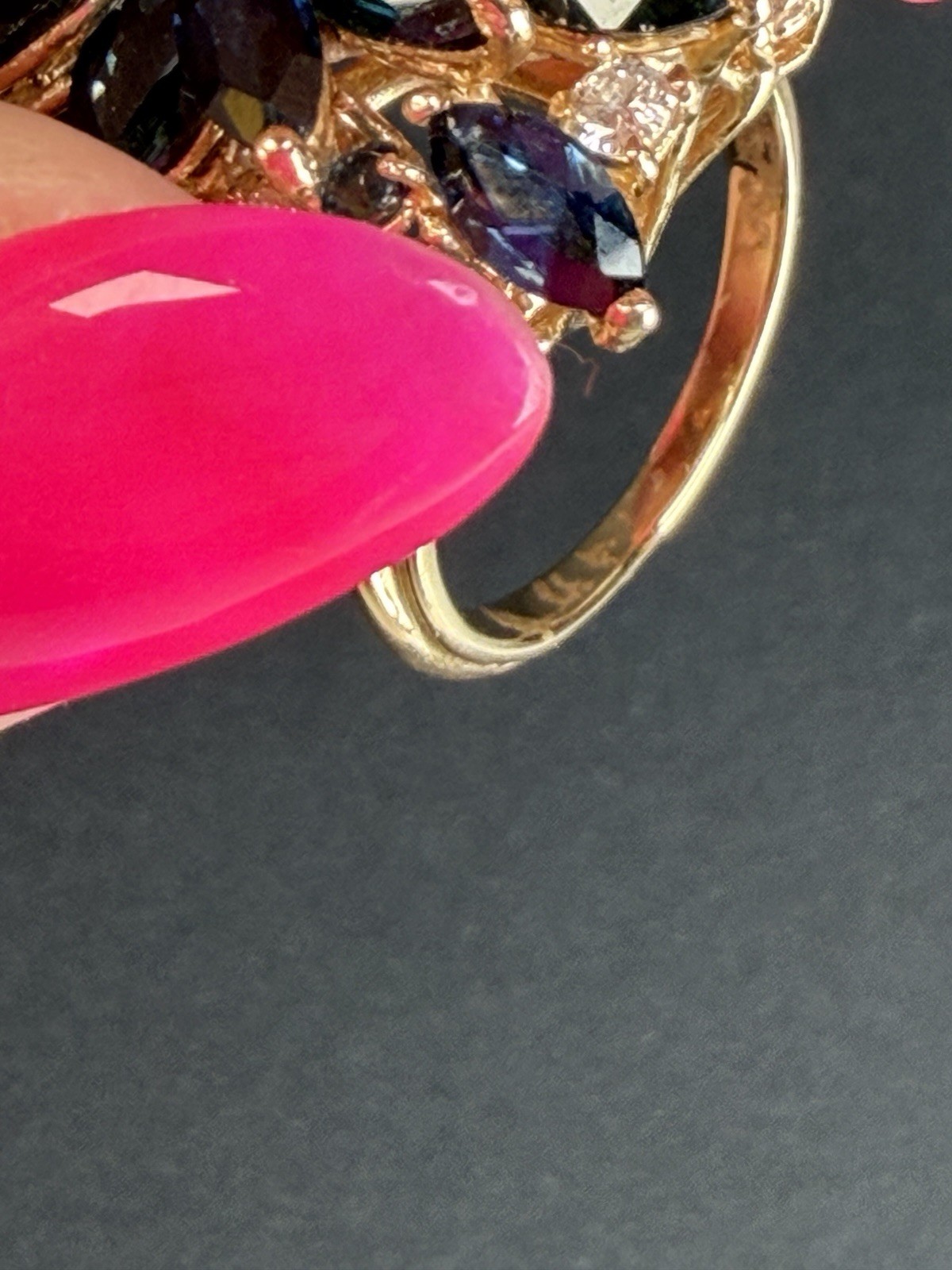 Antique 14k Yellow Gold Multiple Sapphire and Diamond Cluster Ring Size 8