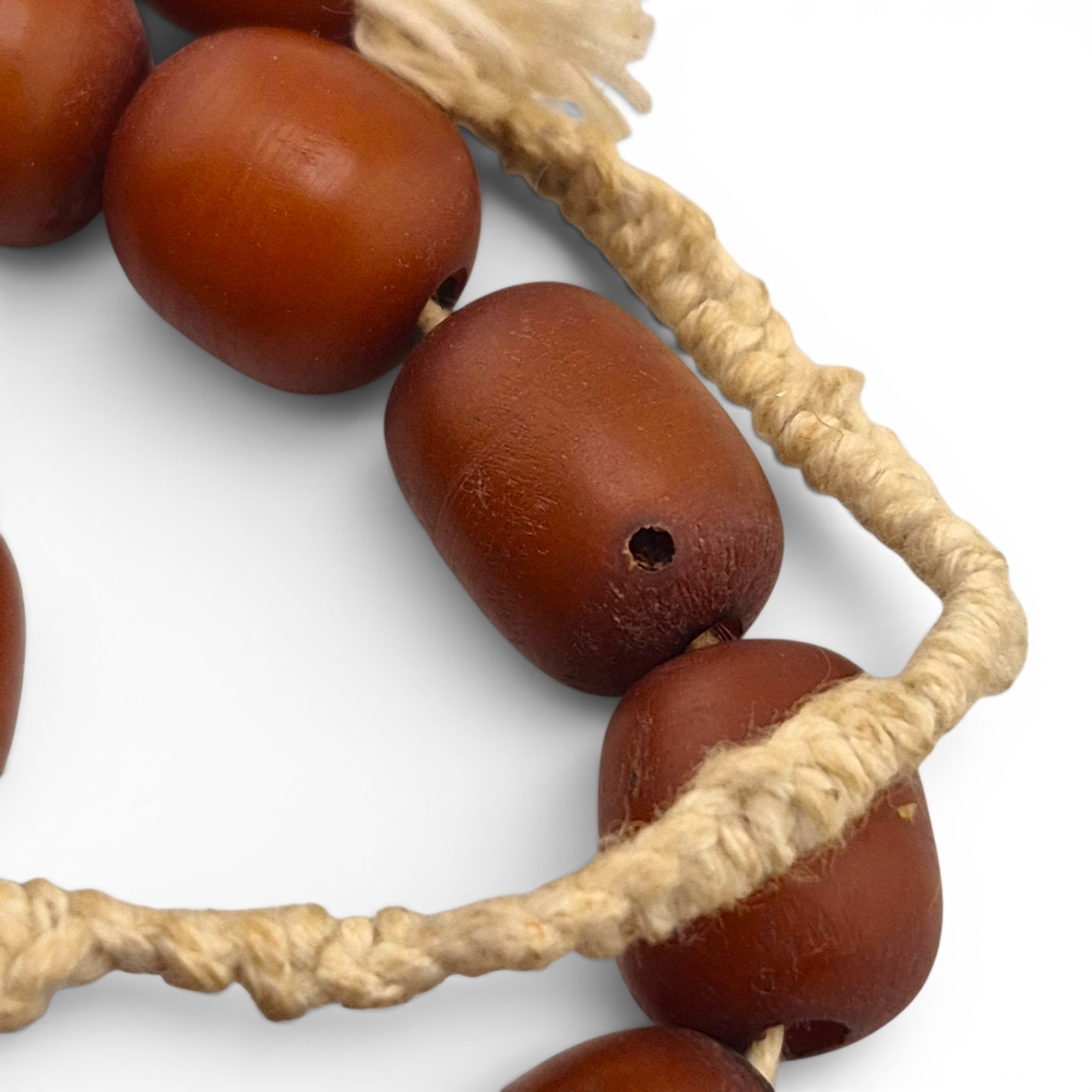 Vintage Natural Sumatran Amber Bead Necklace 49.83g Graduated Barrel Strand