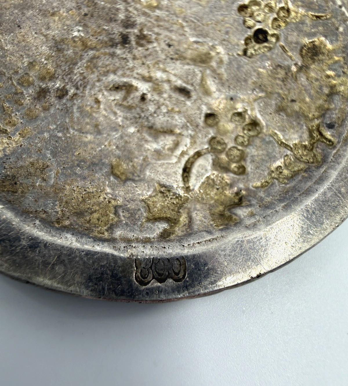 .800Silver Vtg Scandonavian Pendant Intricate Large Bird GrapeCluster Leaf Motif
