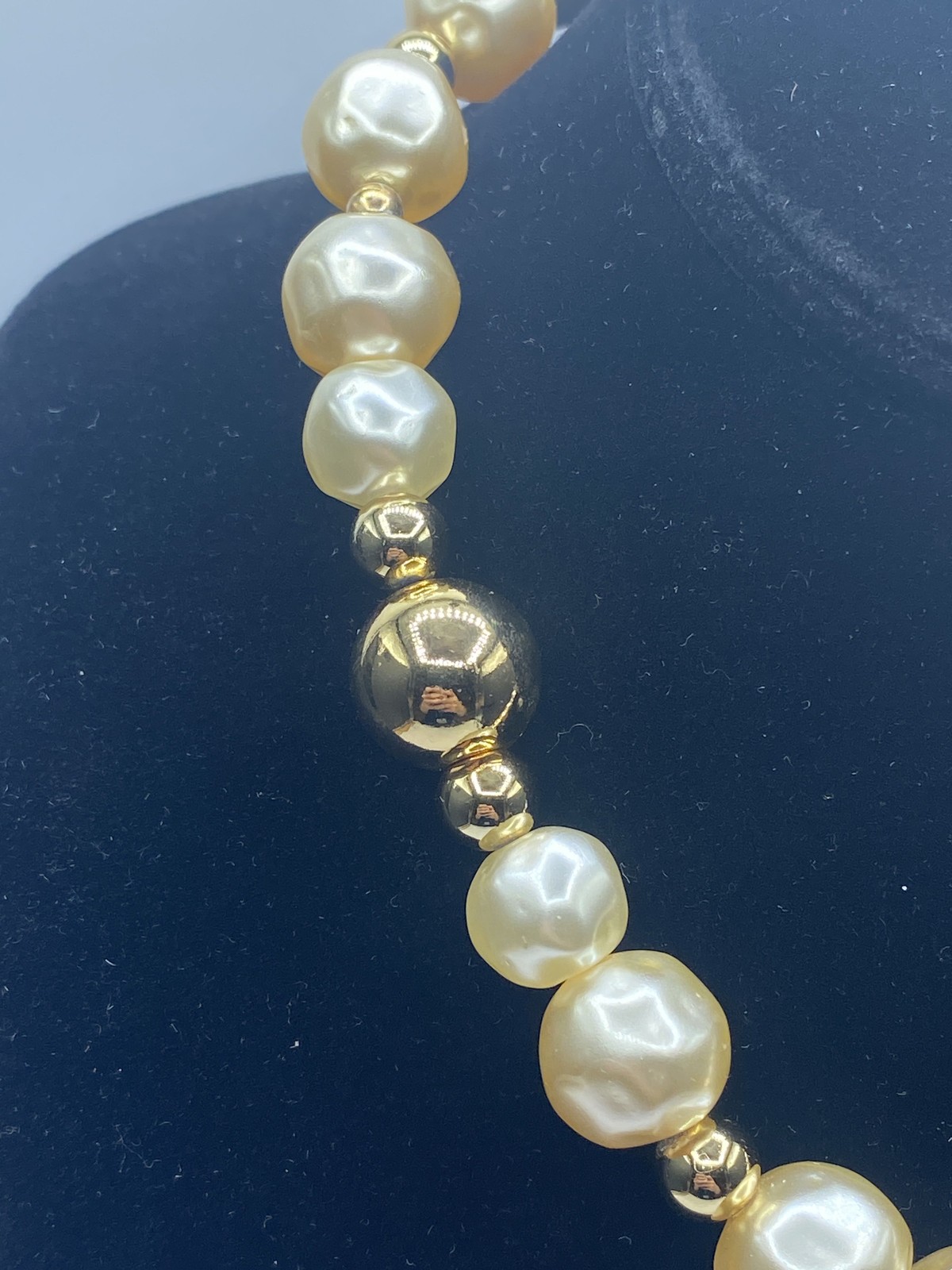 Vintage Christian Dior Gold Tone Faux Pearl Necklace 16.5″ COA