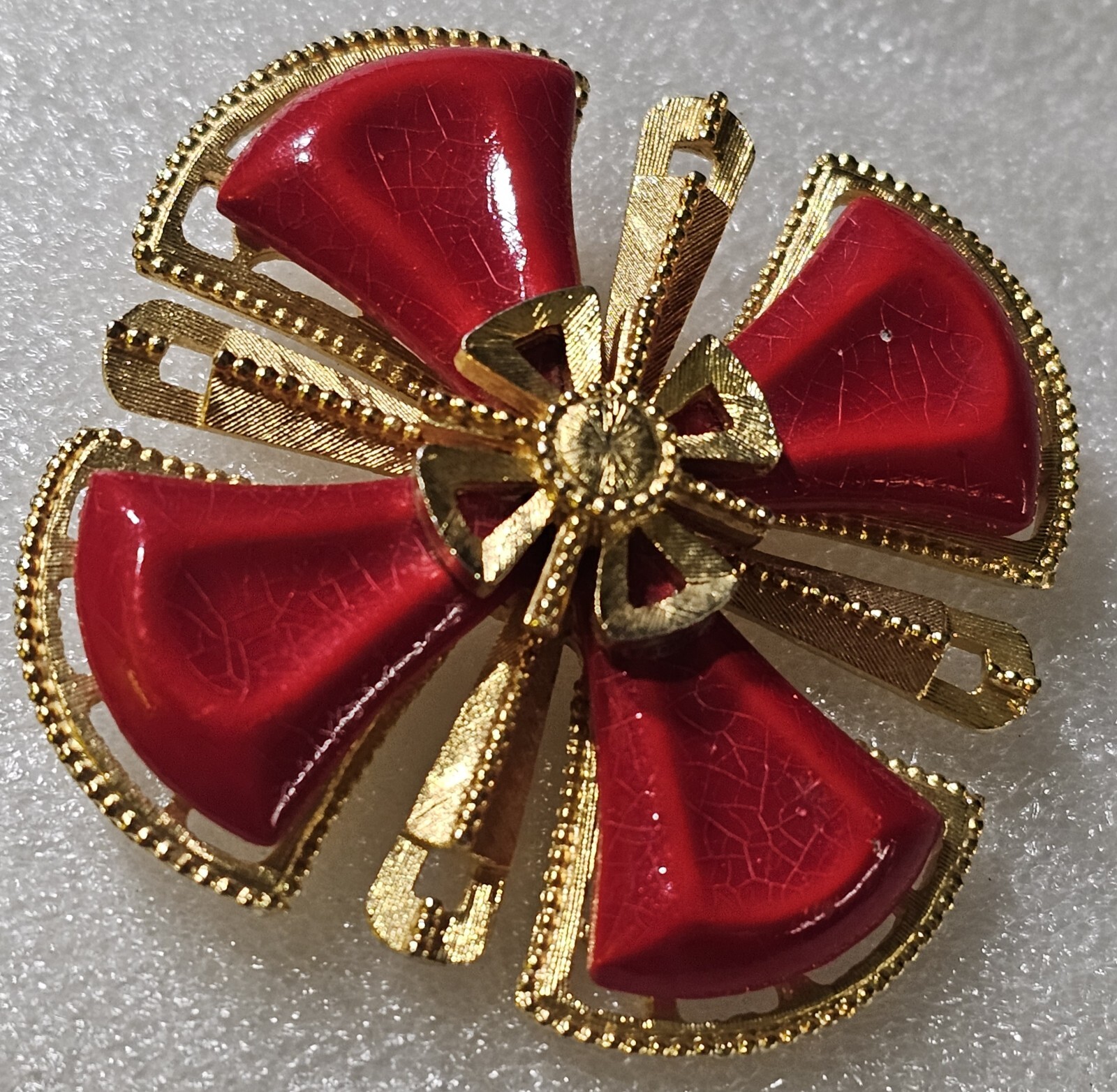 Vintage Red Cabochons Figural MALTESE Iron Cross Brooch