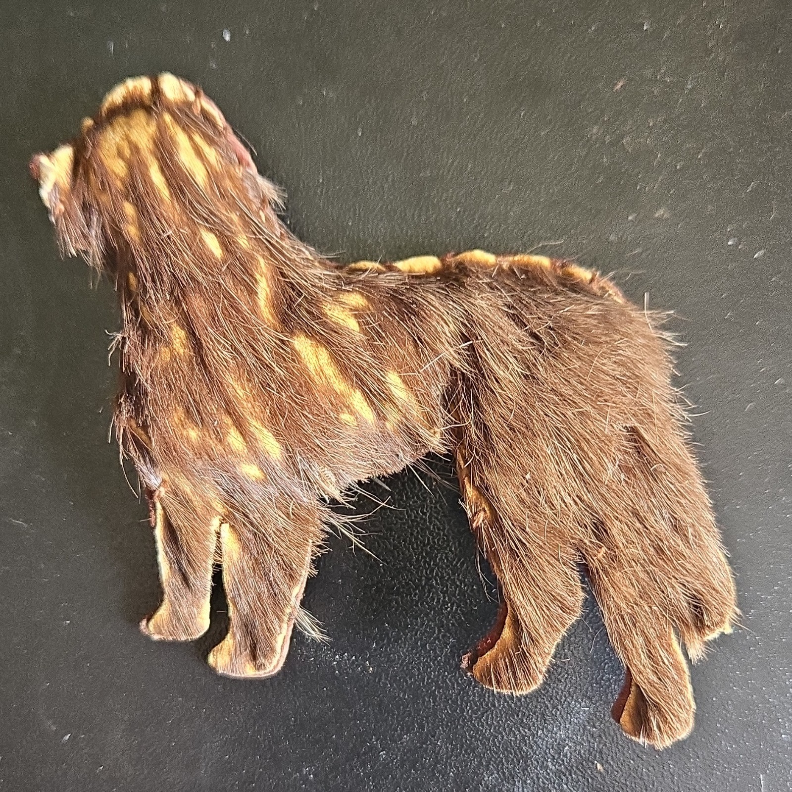 Vintage Fur Dog Brooch Pin Fur On Hide Animal Figural