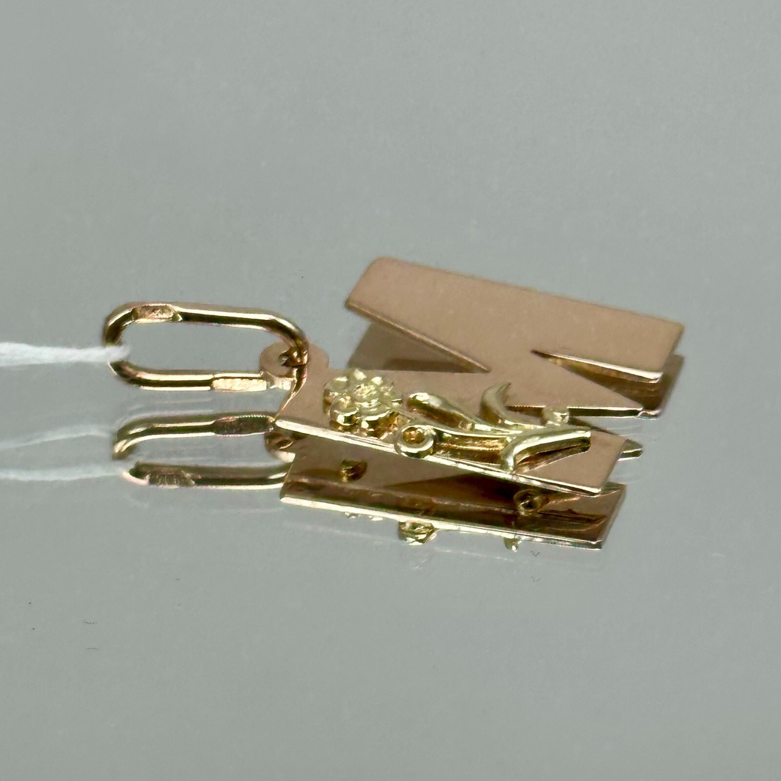 Vintage Original Rose & Yellow Gold Pendant Letter “M” 583 14K 1,80 g. Ukraine