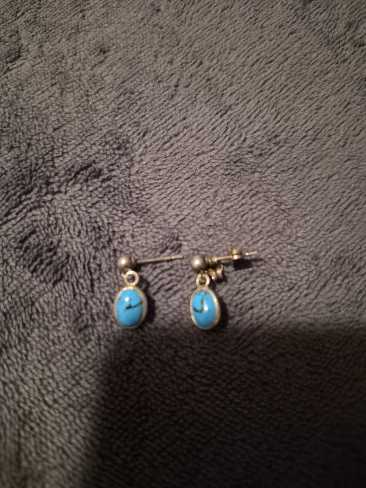 Vintage silver Tone Drop Earrings With Turquoise Stones