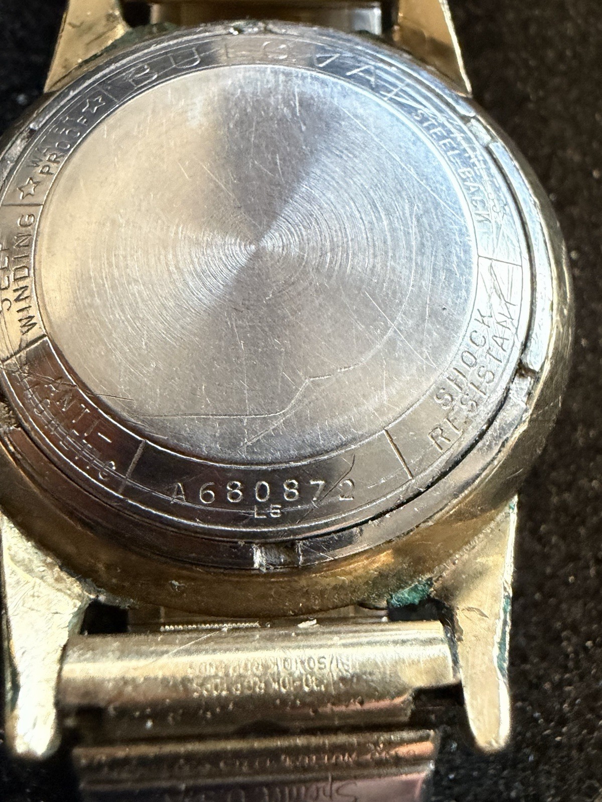 Men’s Bulova 10K Rolled Gold Bezel Watch 1950’s 10K Rolled Gold Watch Band Runs