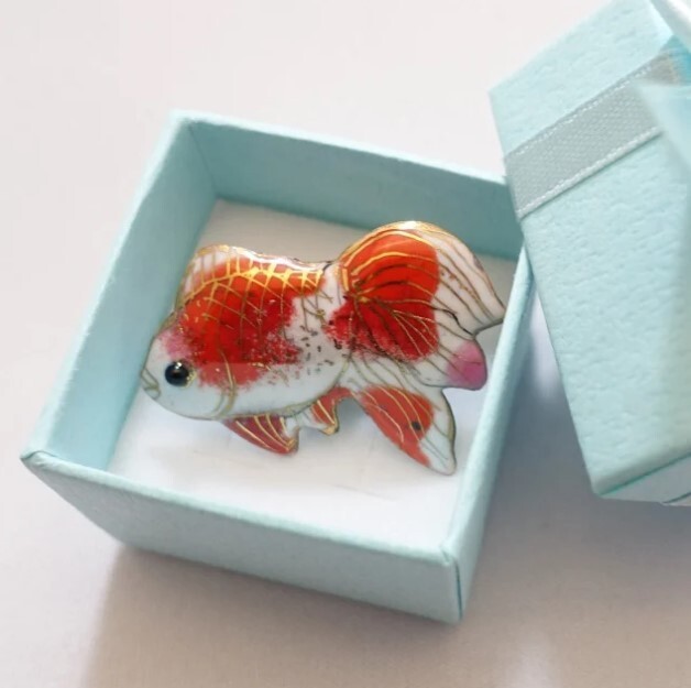 GoldFish – Japanese cloisonné enamel Pin Badge Pin Brooch Made-to-order NEW