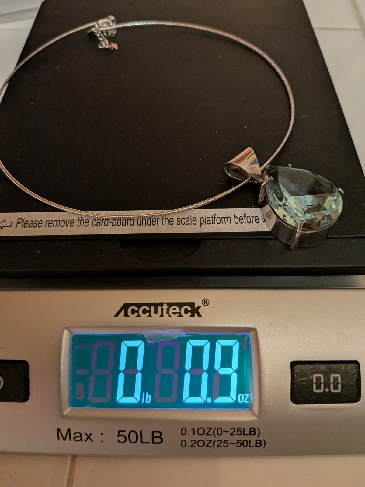 CUSTOM MADE, 65+/- CT VINTAGE AQUA TEAR DROP PENDANT & CHOKER BOTH Solid SS .925