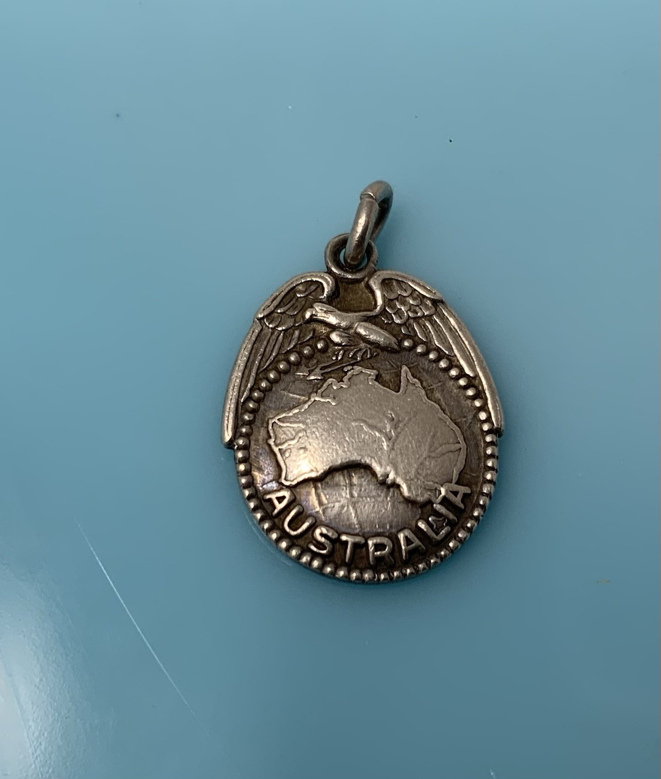 Vintage Sterling Silver US Marine Corps Australia Charm Pendant Eagle 4g