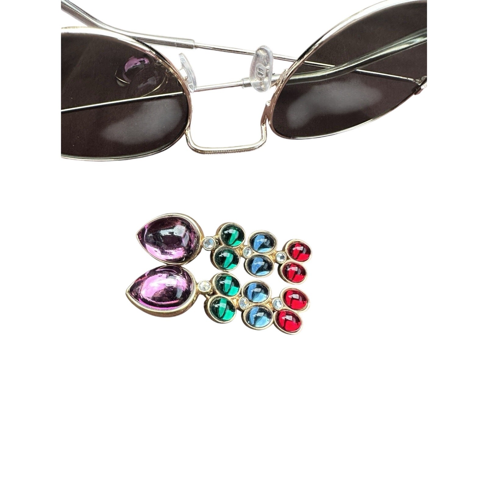 Swarovski Multicolor Crystal Cabochon Gold Drop Earrings Savvy 90s Vintage