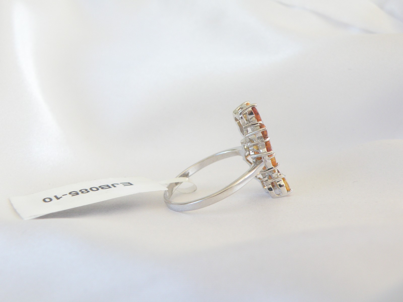Designer Sterling Silver 925 Natural Mandarin Orange Garnet Ring Size 10