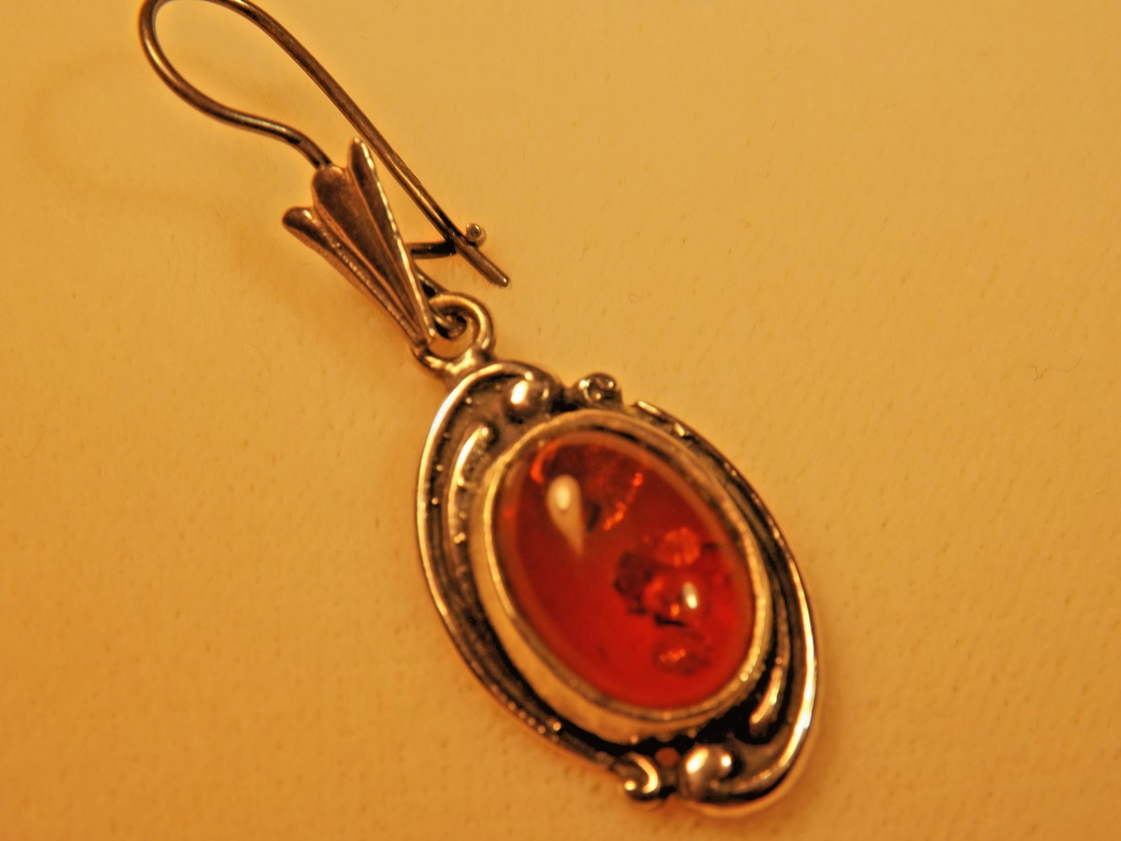 Vintage Baltic Amber/925 Large Dangle Earrings