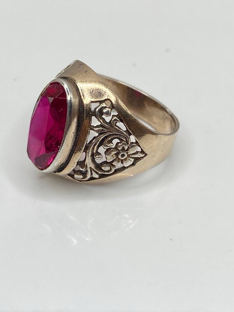 Vintage Silver 875 Soviet Ring Corundum Women’s Jewelry