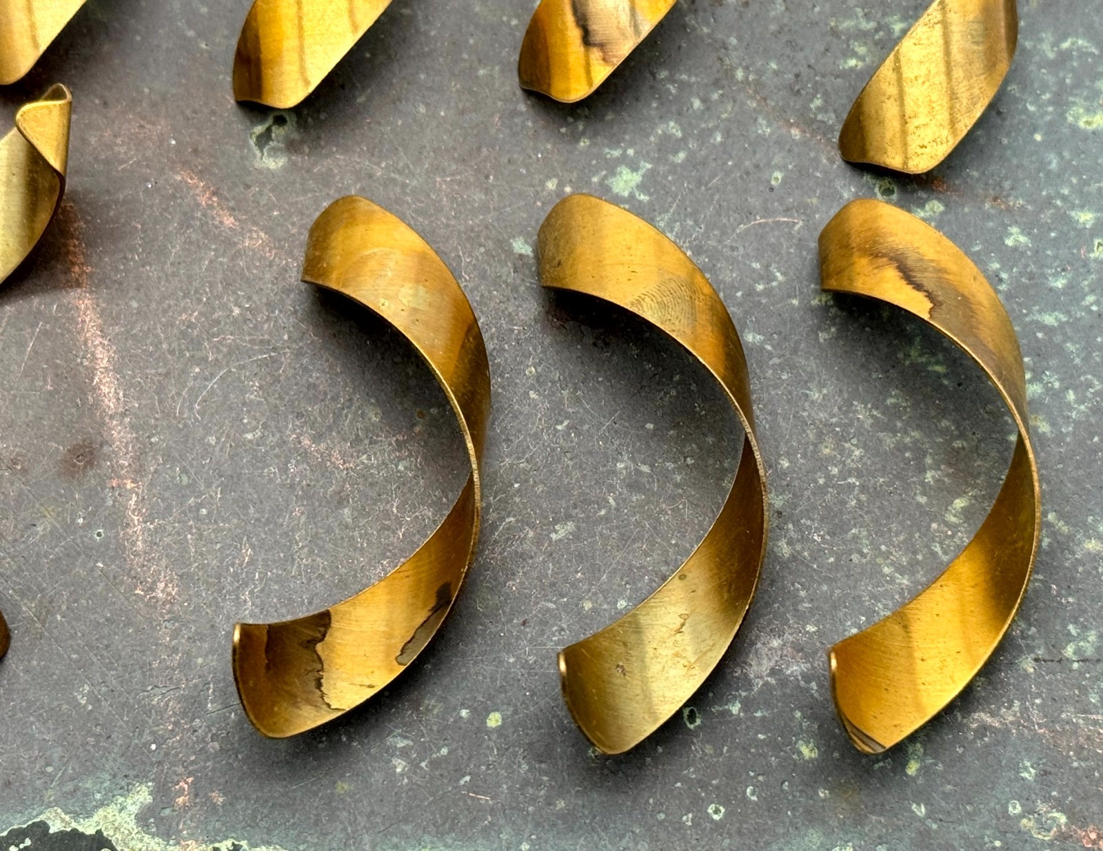 Vintage Brass Long Curls Jewelry Stamping Lot of 12