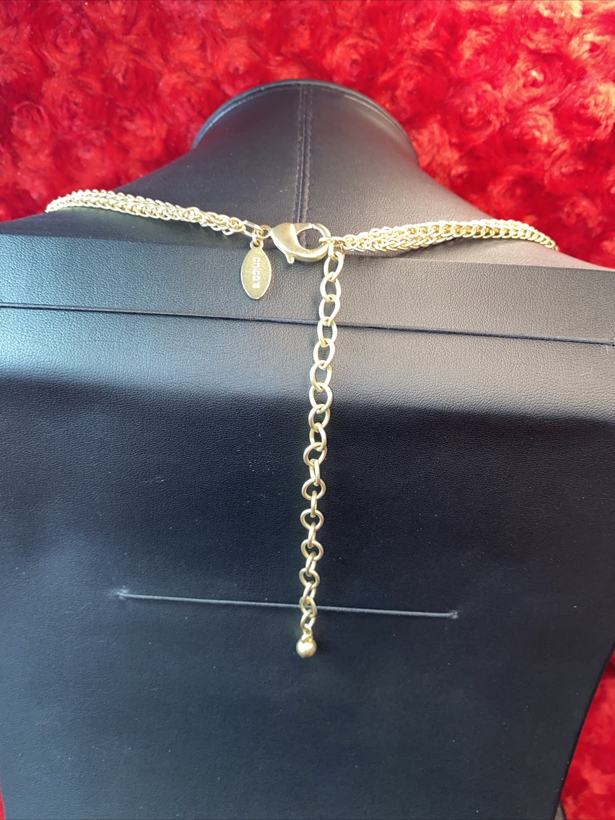 Vintage Chicos Triple Pendant Gold Tone Necklace Amyra Collection Nickel Free