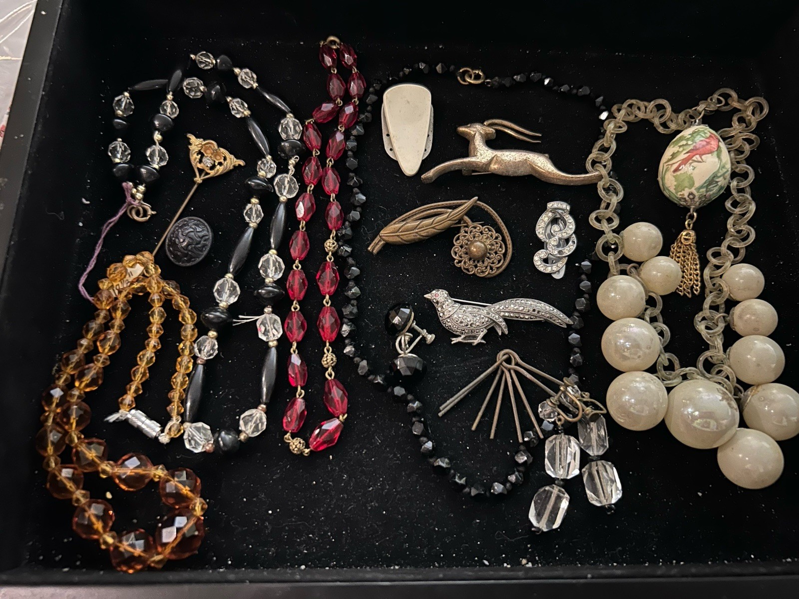 Big Vintage Victorian Deco Eclectic Jewelry Lot Variety Wearable Repurpose