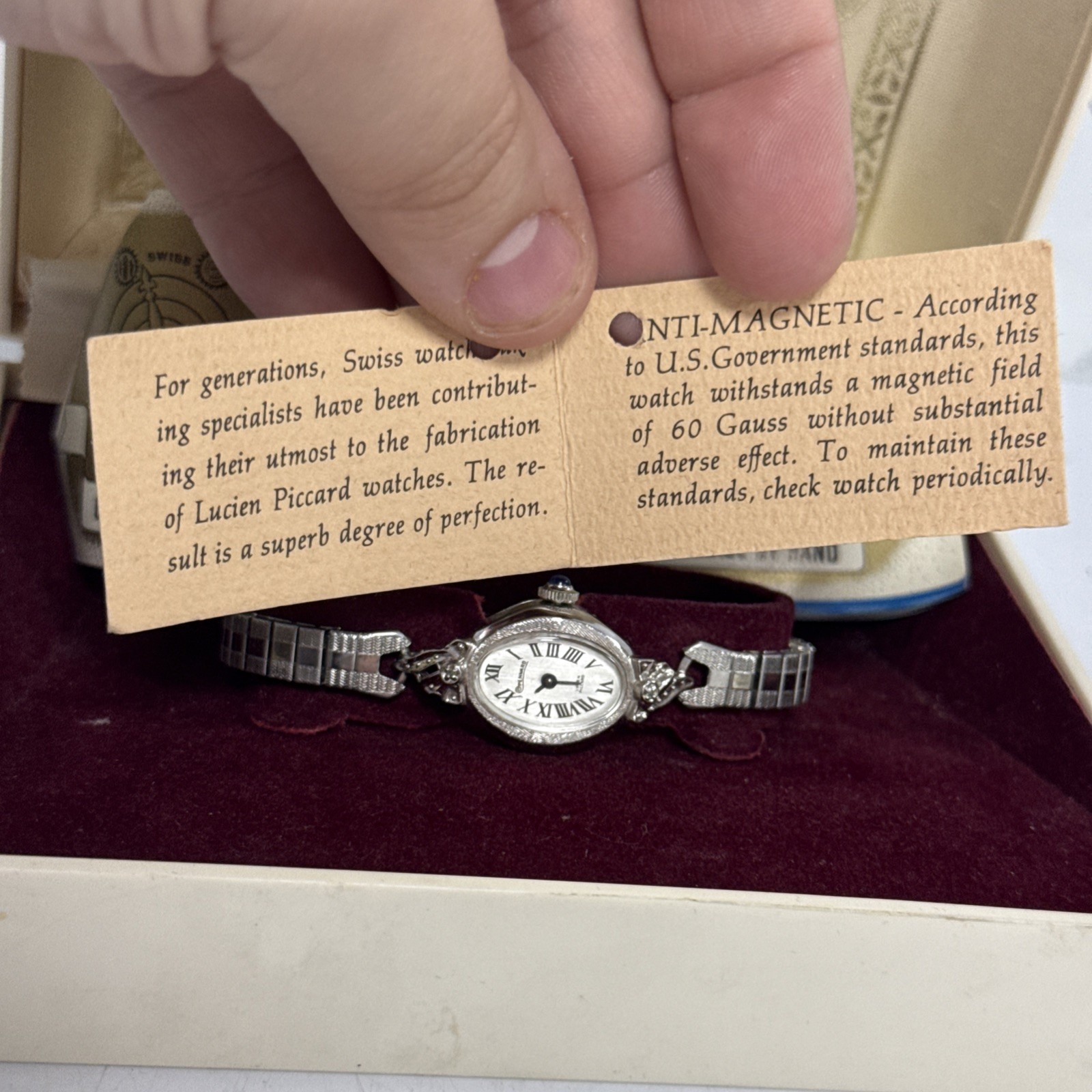 Lucien Piccard Pennard Genuine Diamond Watch Crown Sapphire Wind-up With Box
