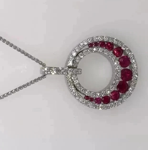 Art Deco Style Lab Created Diamond Anniversary Gift 14K White Gold FN Pendant