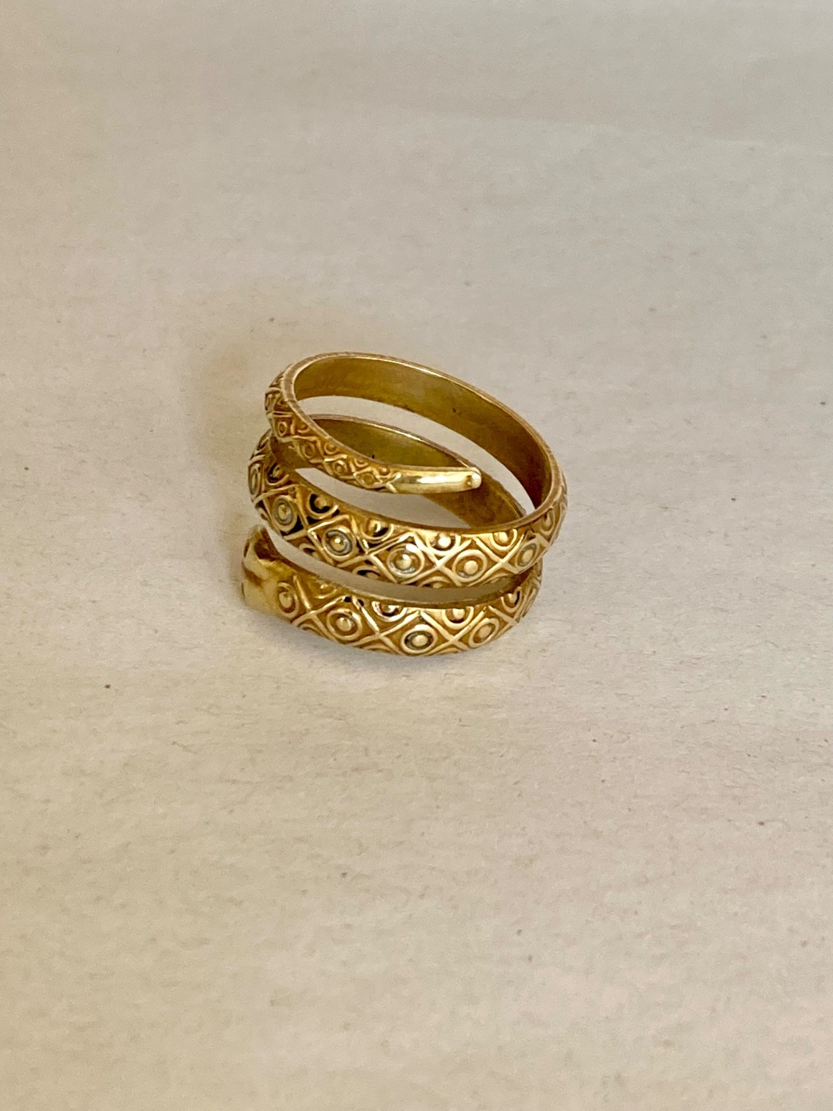 Vintage Gold over brass Coiled Snake Ring – Spain