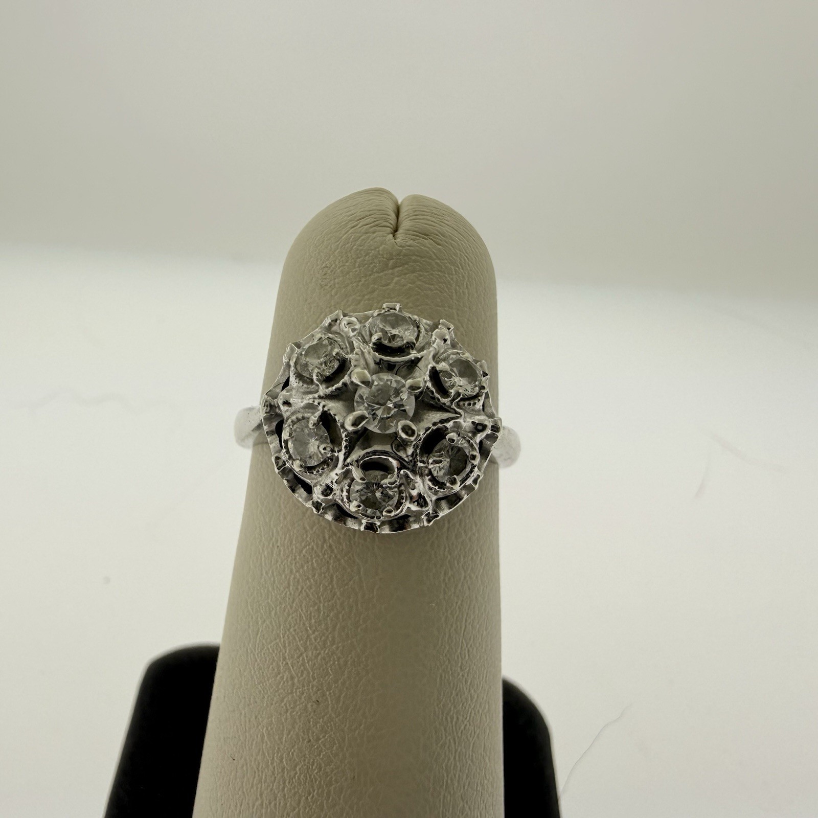 VINTAGE Estate 14k White Gold NATURAL Diamond 0.40CTTW Ring–Size 6