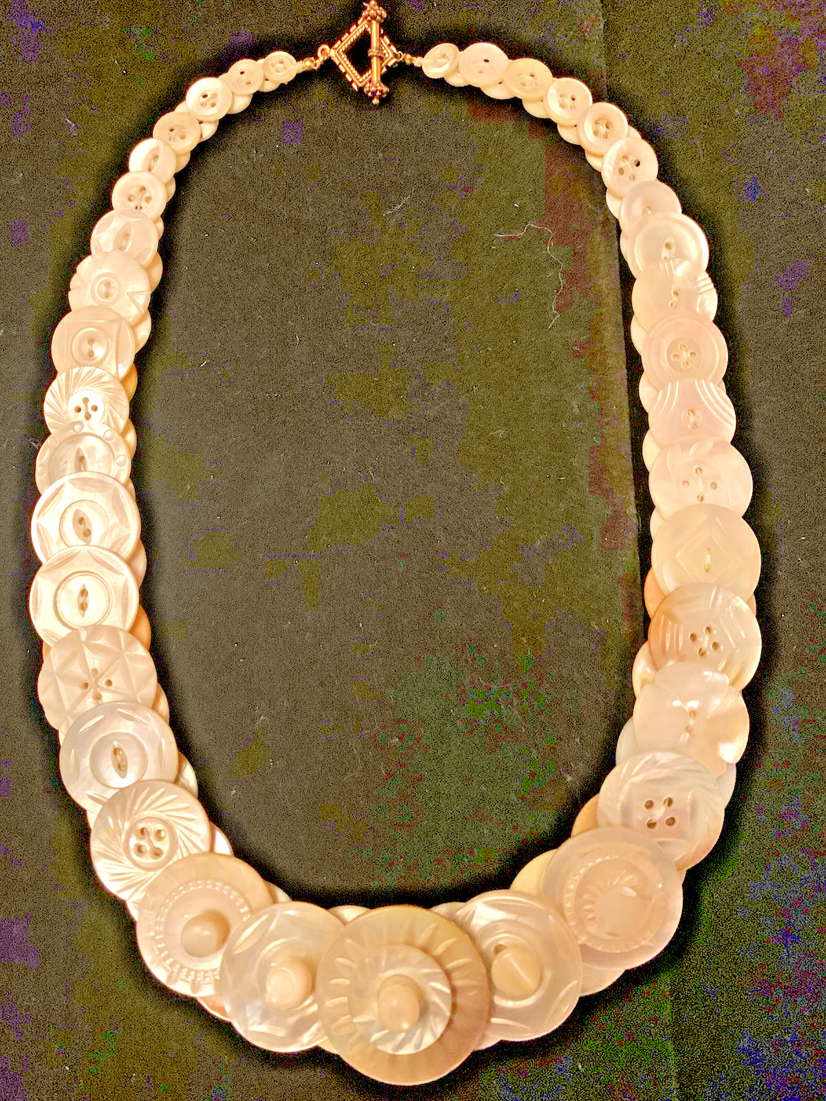 Antique Pearl Button Necklace 26″