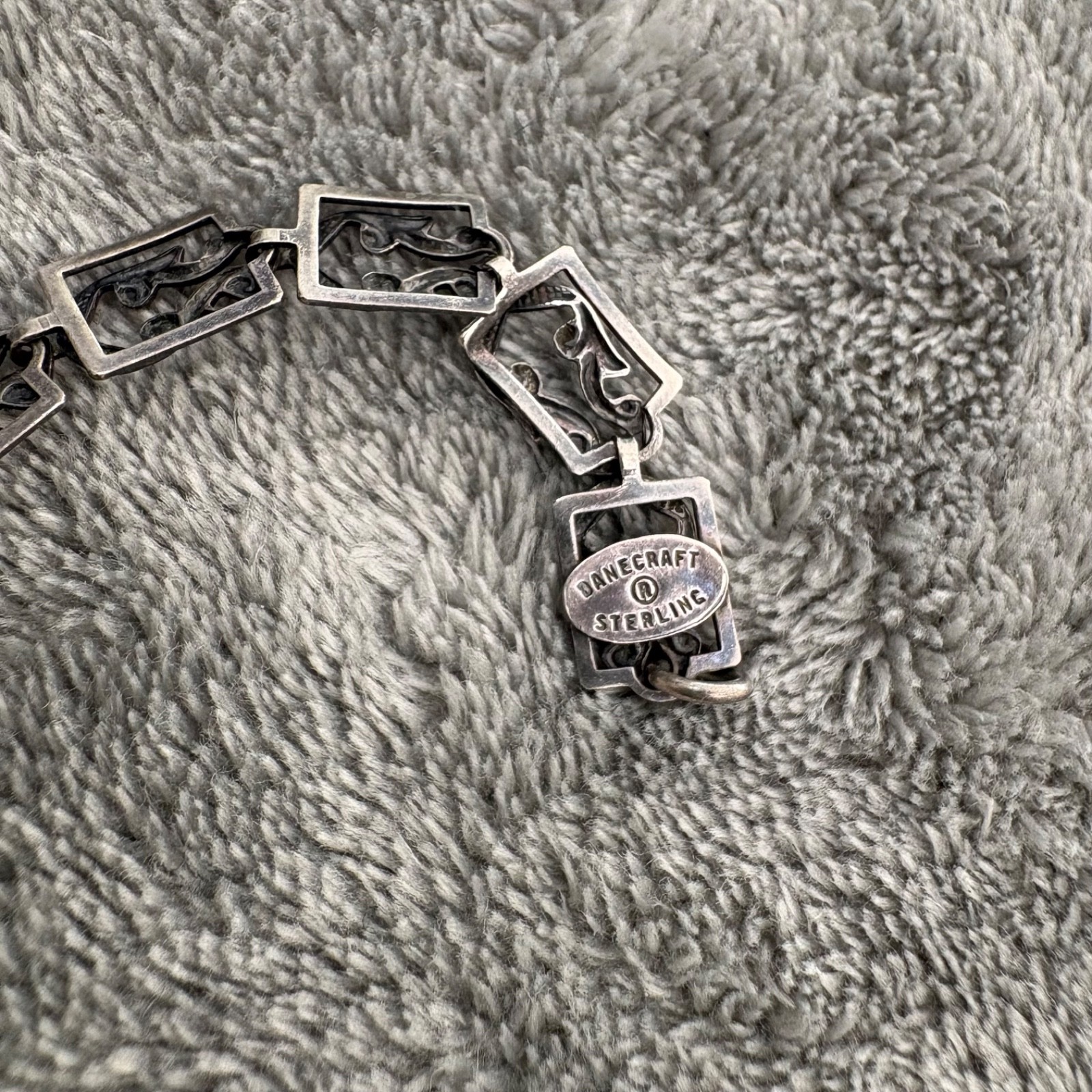 VTG DANECRAFT STERLING SILVER NECKLACE FANCY SCROLL DESIGN HARP CHOKER 16″