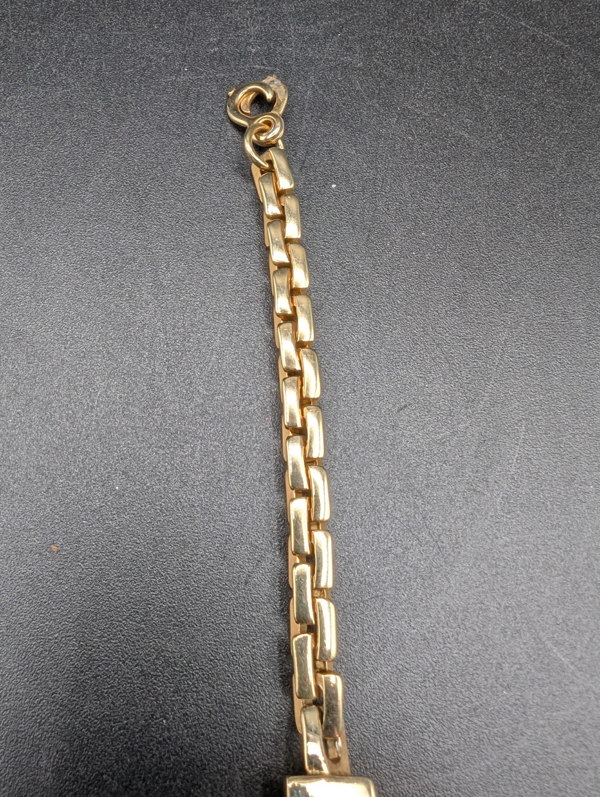 VTG Gold Tone ID Chain Bracelet, Blank Panel, 8.5″ Unmarked