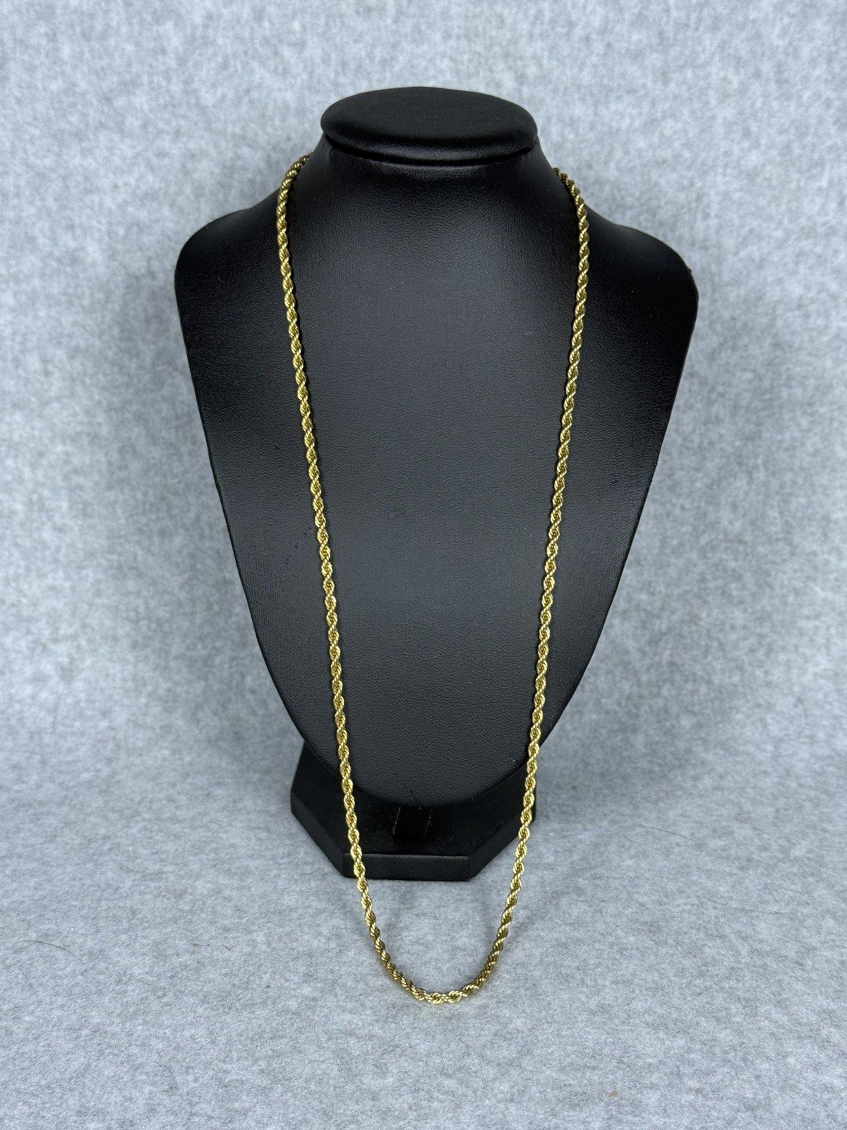 Vintage Gold Tone Rope Chain Necklace 22″ Twisted Chain Classic Unisex