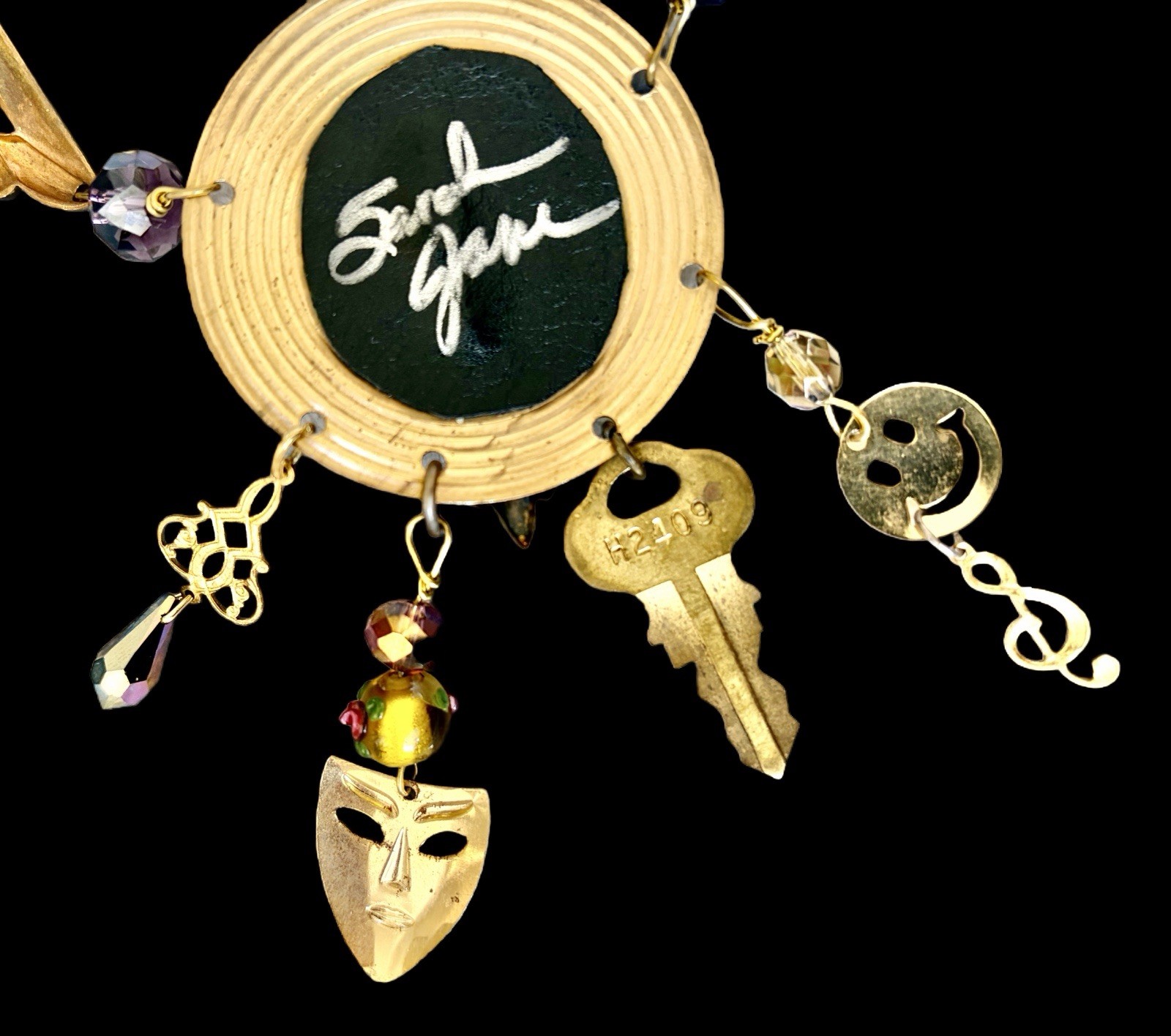 OOAK Sarah Jane Assemblage Necklace~Amethyst Chips~Ballet~1990s