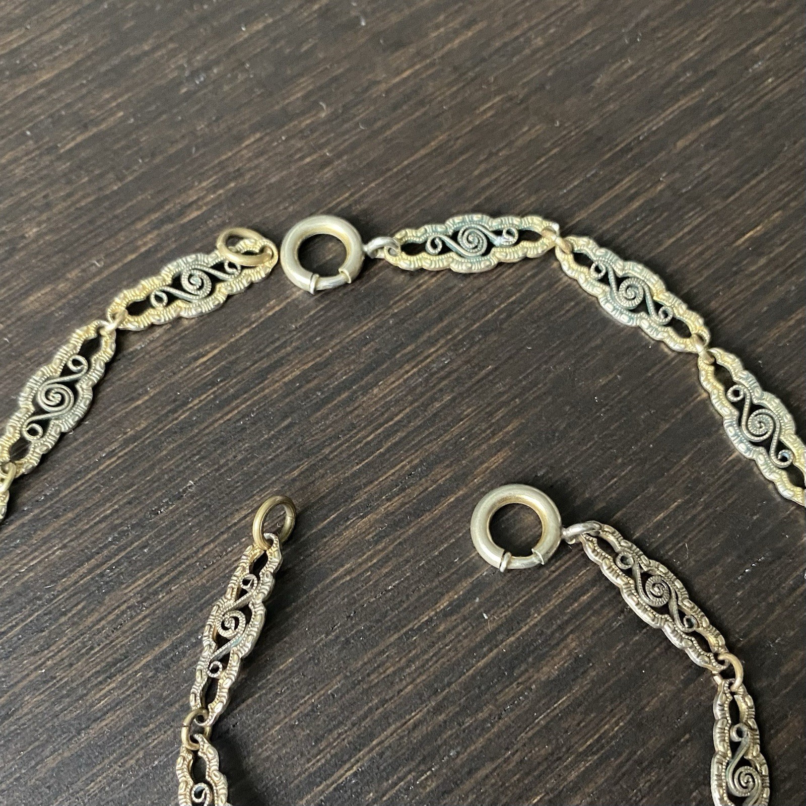 Vintage ART DECO CZECH Glass Filigree Necklace & Bracelet Set (AS-IS)