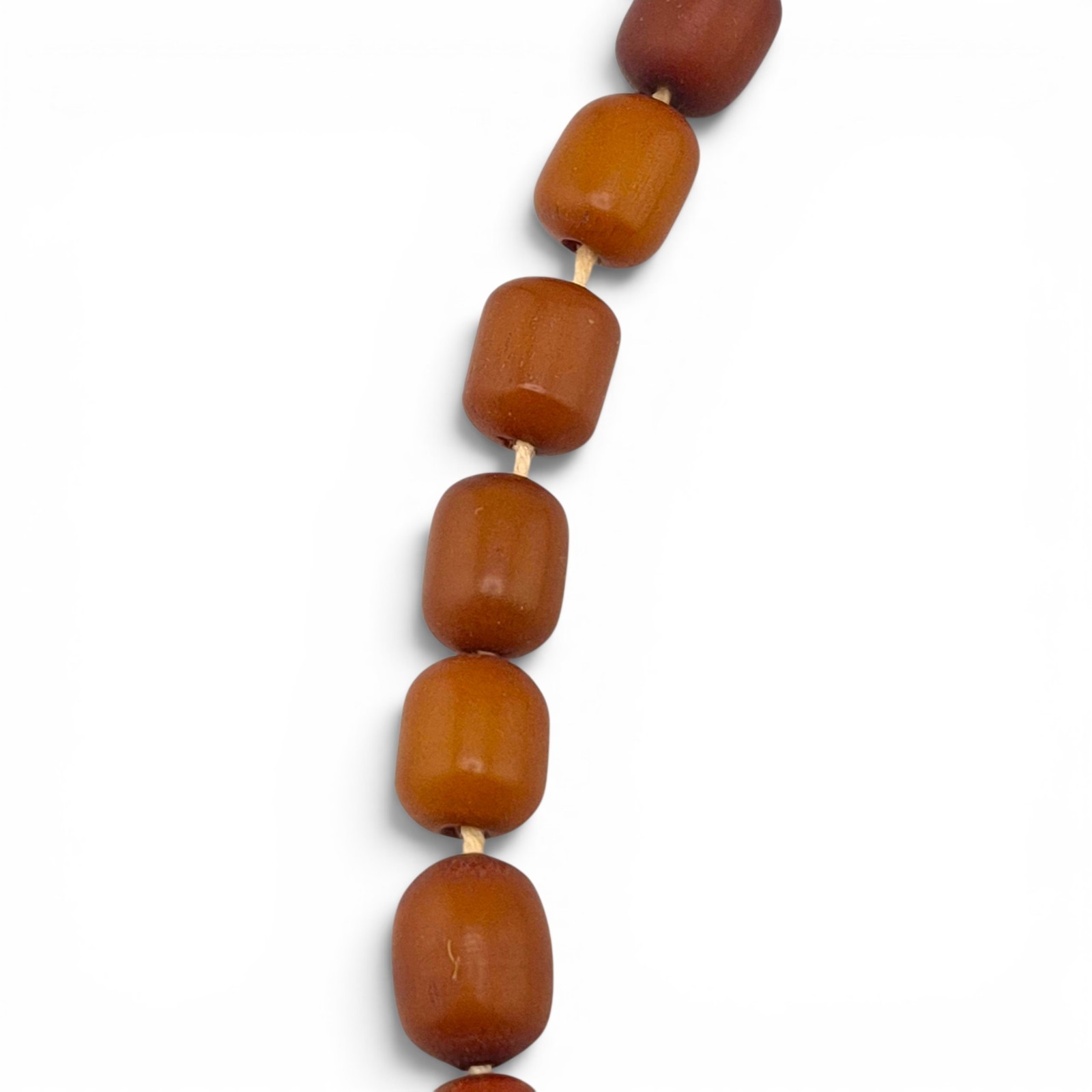 Vintage Natural Sumatran Amber Bead Necklace 49.83g Graduated Barrel Strand