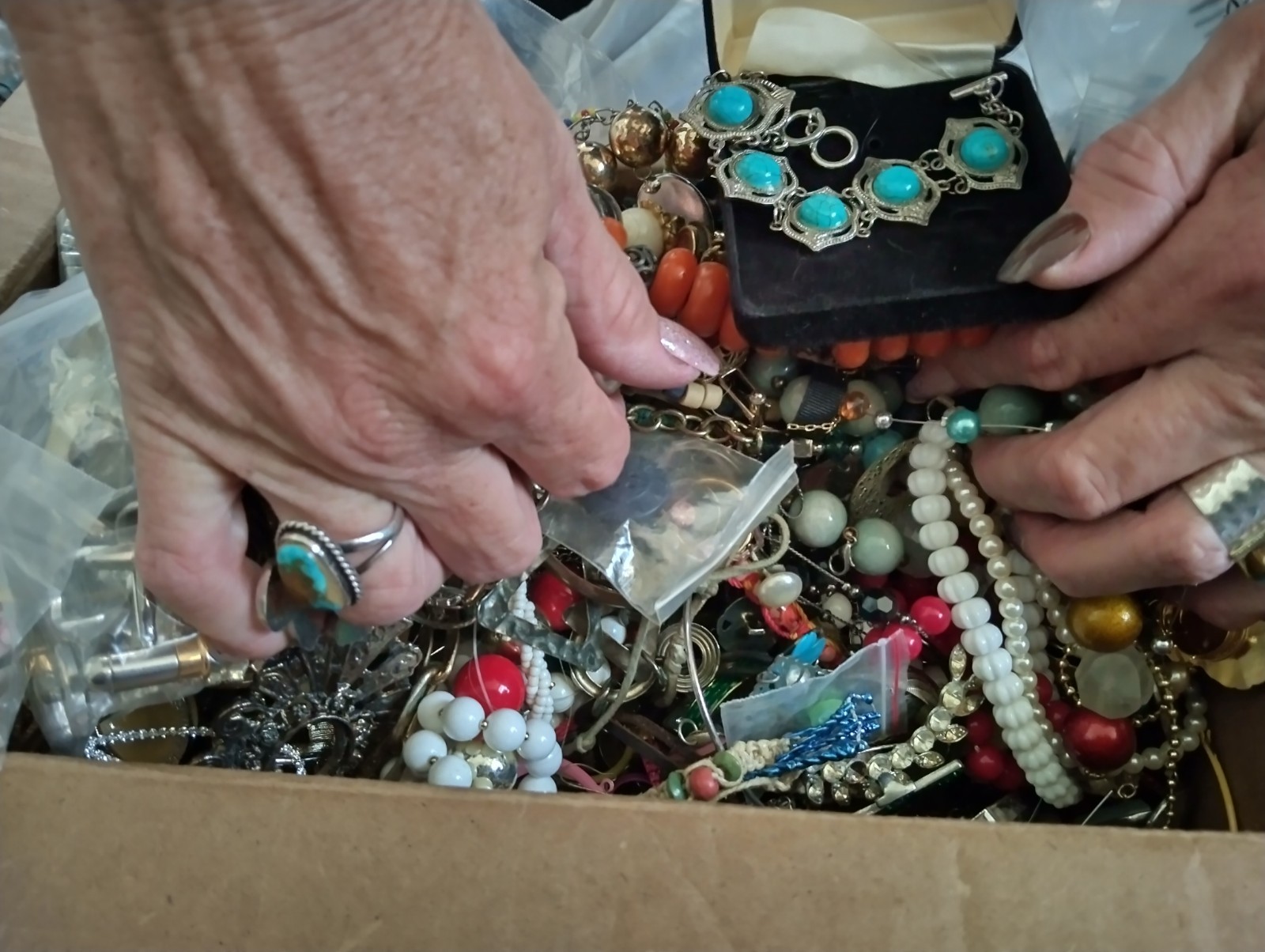 19 + lbs Huge Unsorted Jewelry Lot Vintage to Now Craft repair Sterling Goldfill