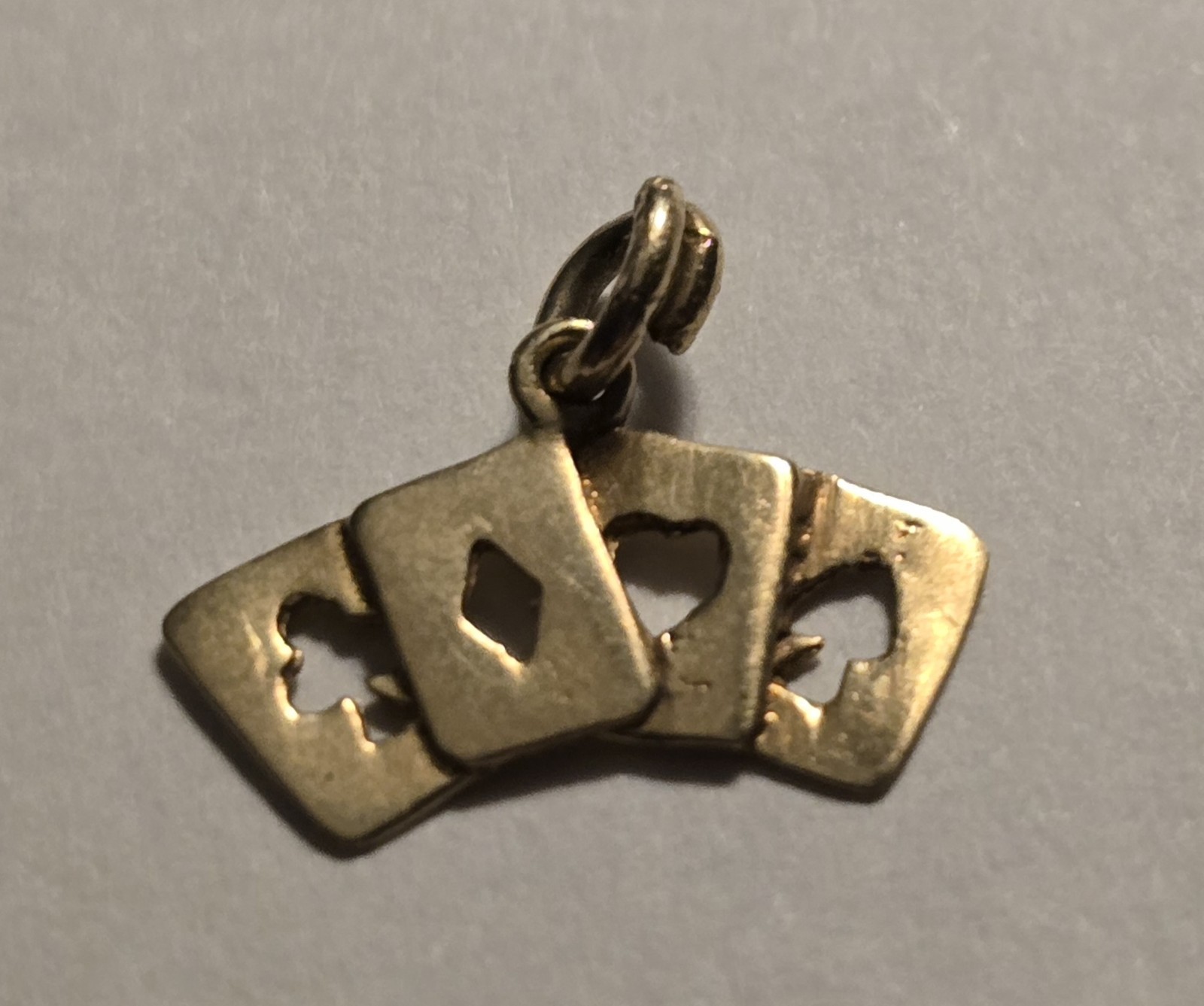 14k Gold Suit Cards Pendant Vintage Custom Made