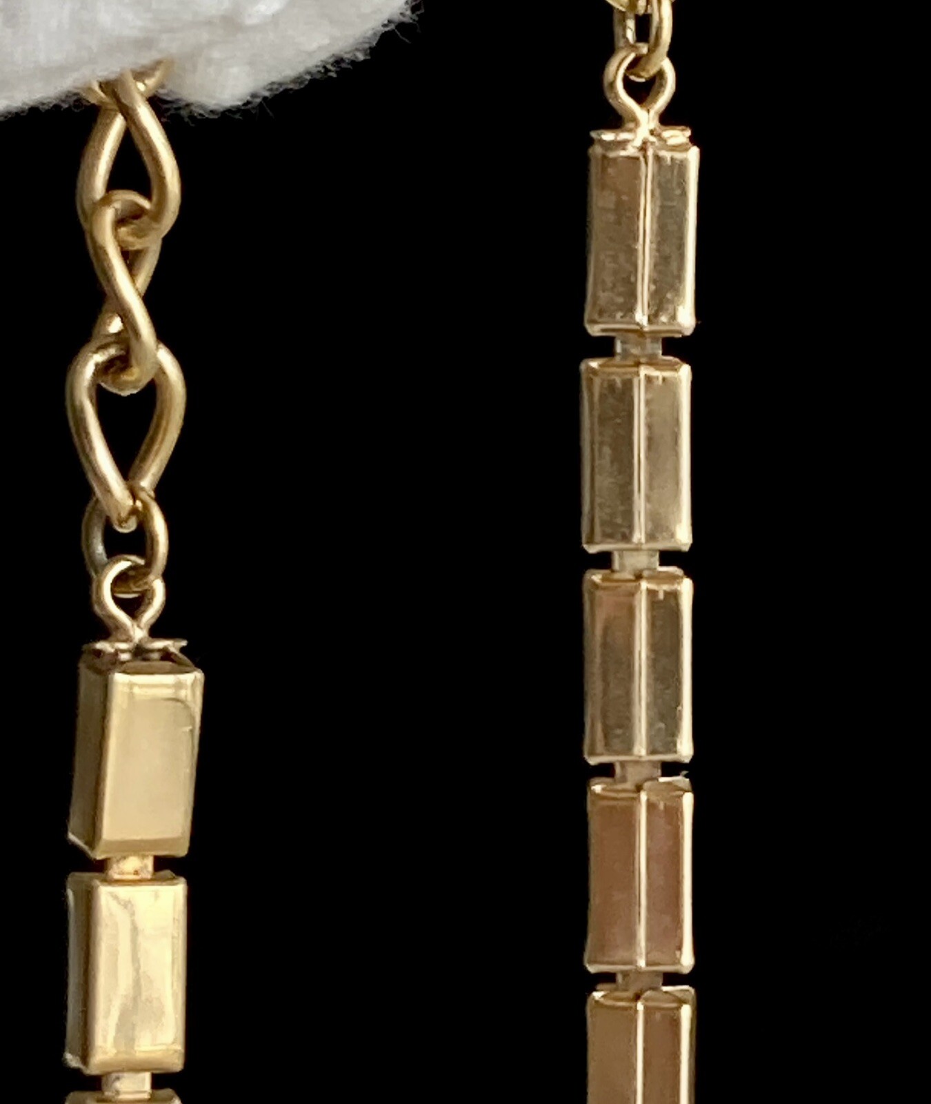 Vintage Rectangle Bar Box Link Chain Necklace 16” Gold Tone Adjustable 17.25g