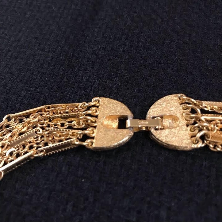 Vintage Gold Tone Mixed Chain Multi-Strand Layered Statement Choker Retro