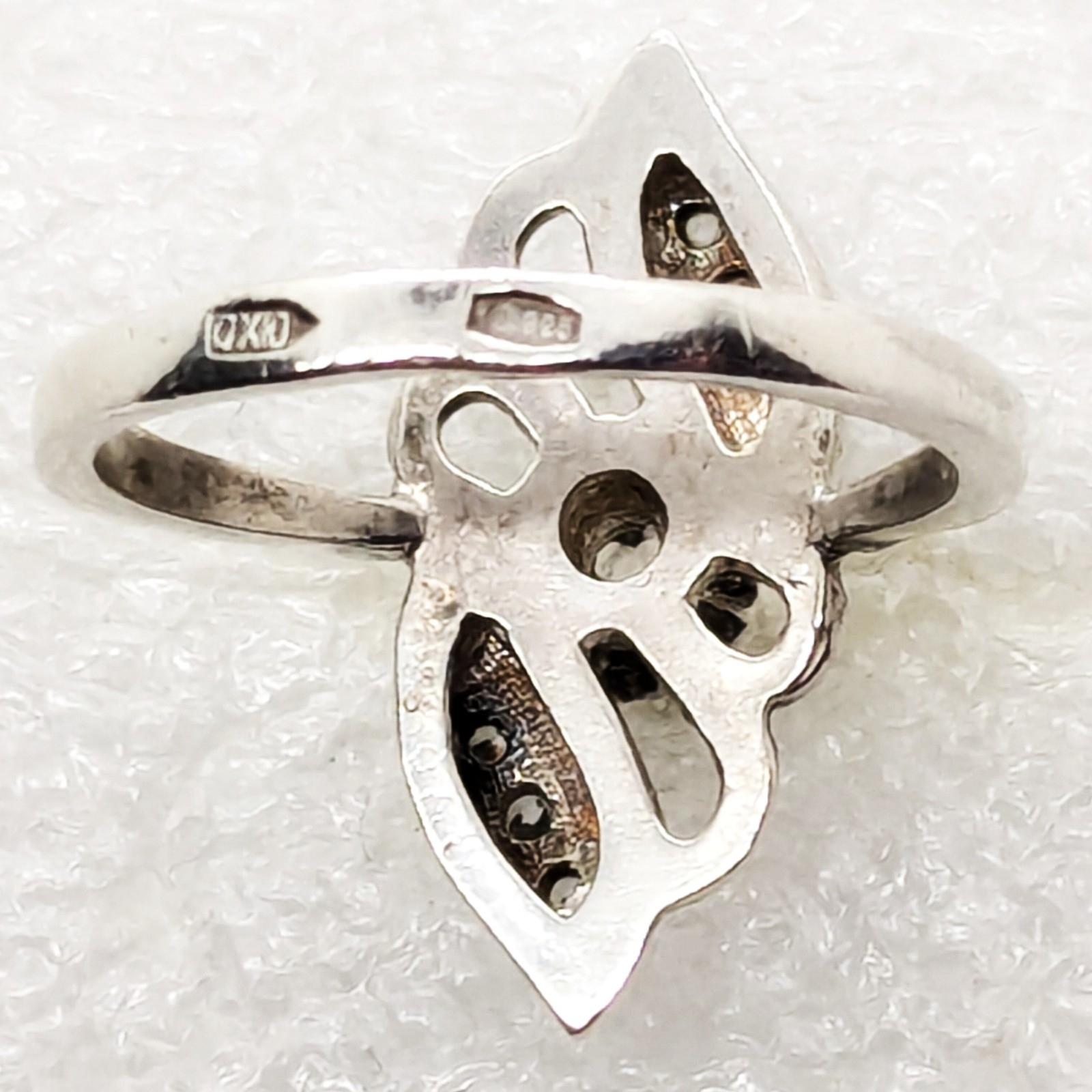 Vintage Elegant RING Silver 925 with Chic Bright Stone -size: 6.75US (17mm) #123