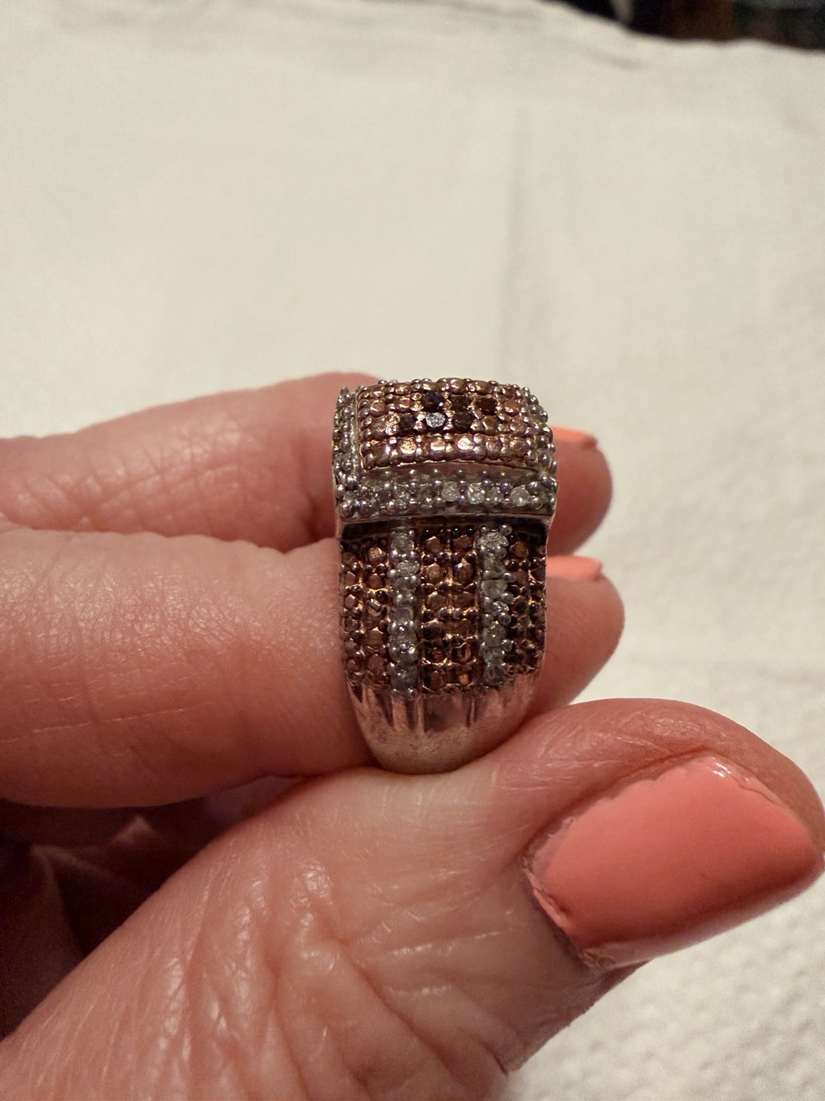 Vtg 925 SterSilver Diamond Pave’ Sz 9-5g Gorgeous Ring!