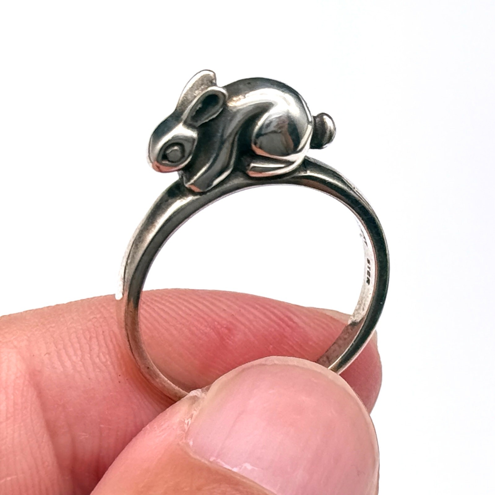 Vintage James Avery Rabbit Bunny Sterling Silver Ring Size 6.75