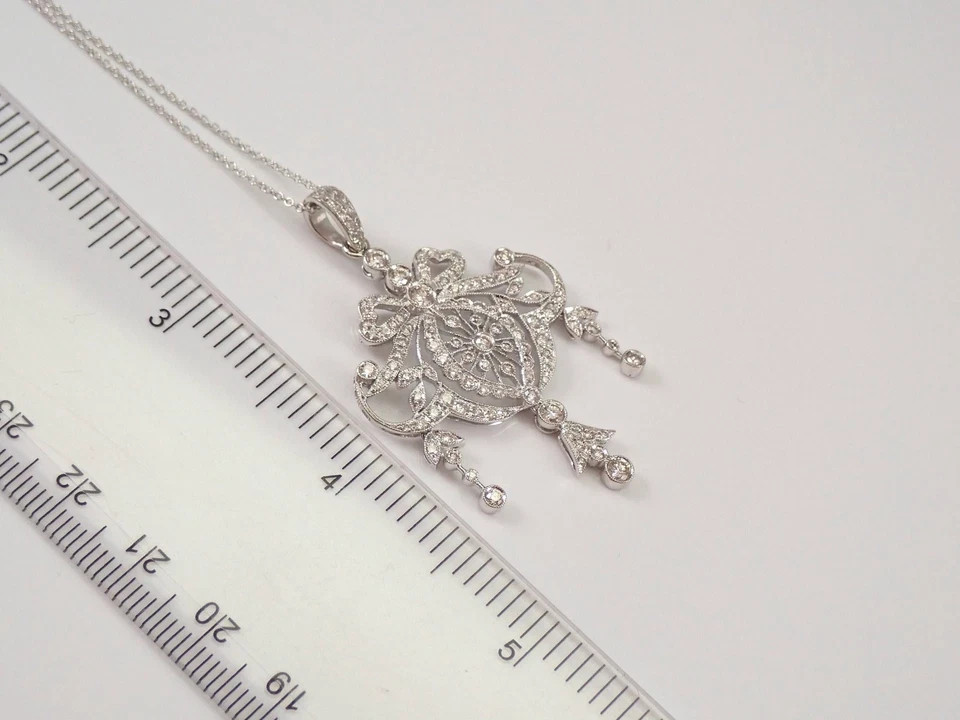 2Ct Art Deco Style Lab Created Diamond Engagement Gift 14K White Gold FN Pendant