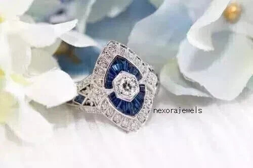 1.75Ct Art Deco Style Lab Created Diamond Anniversary 14K White Gold Finish Ring