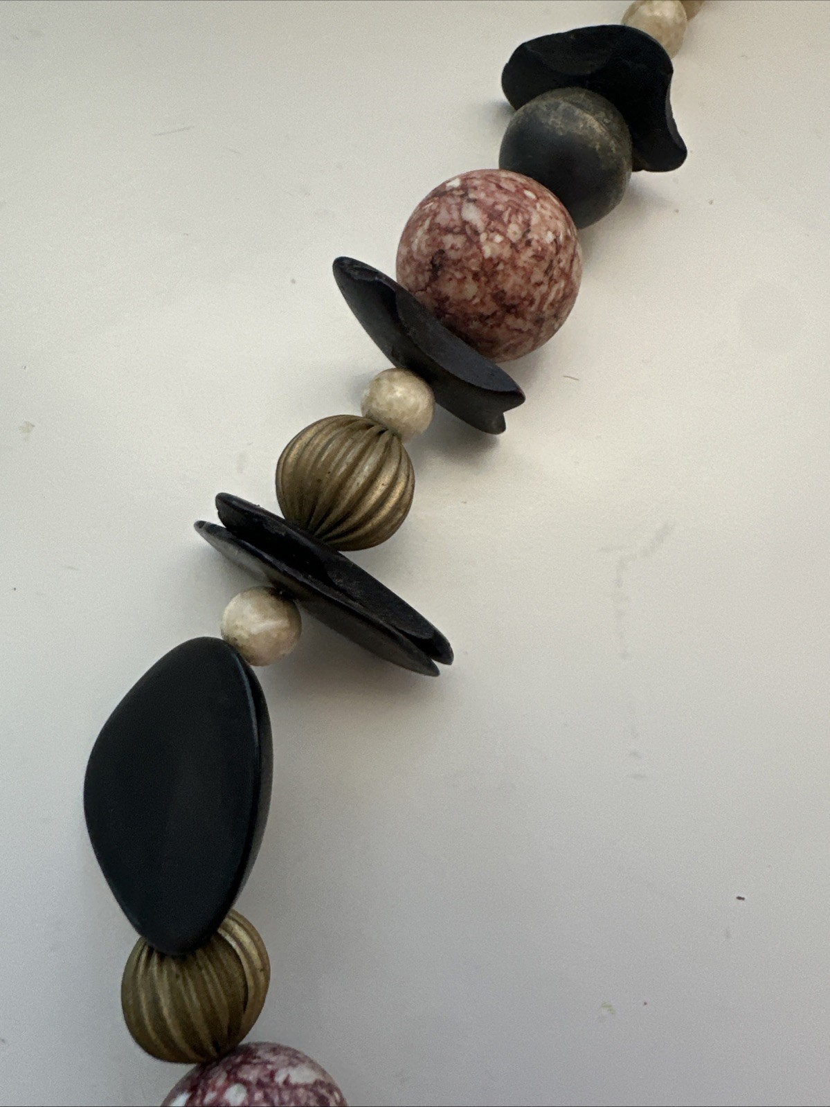 Vtg Polished Horn Fish Pendant Chunky Statement Necklace.See pics.