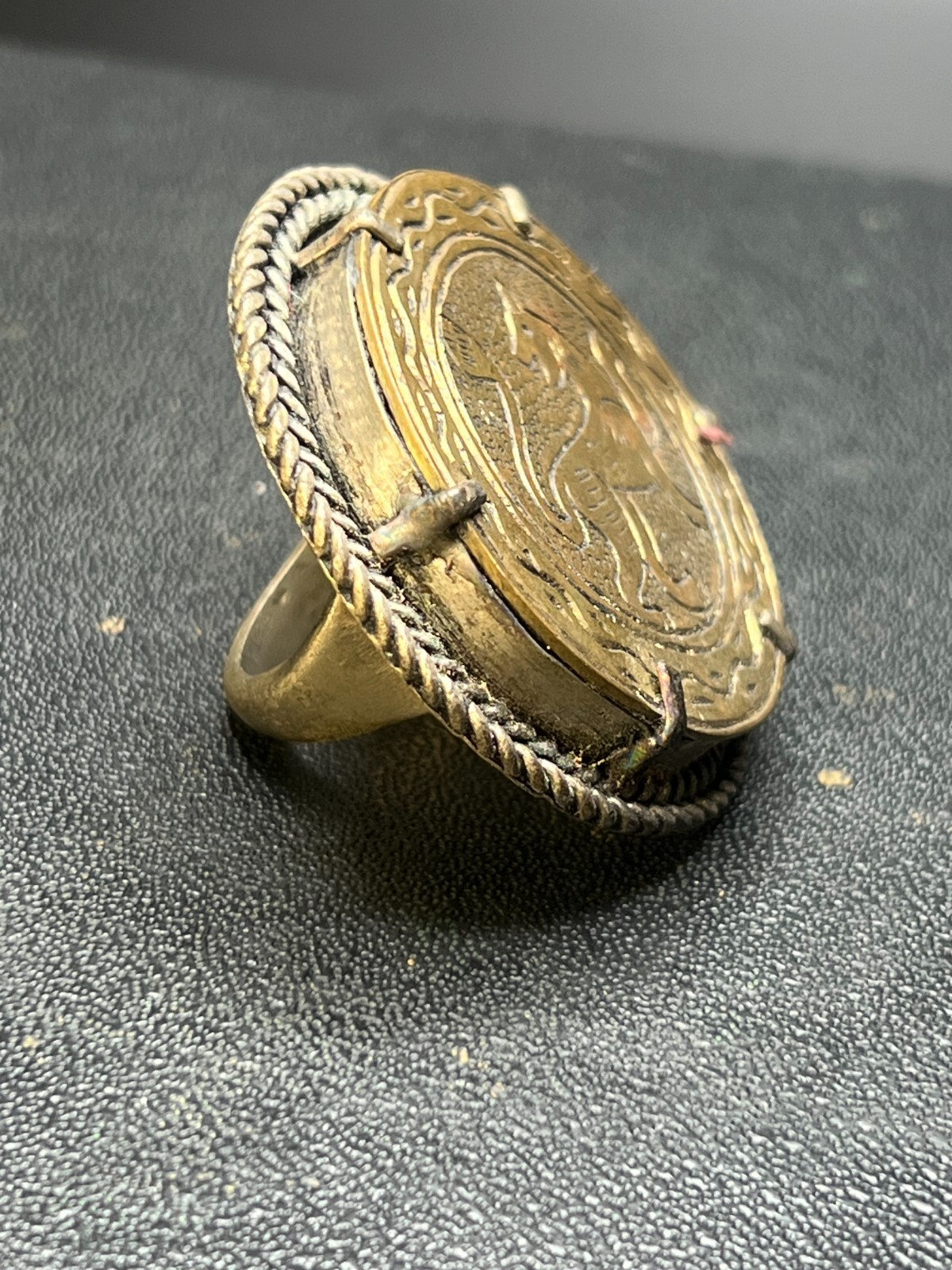 Old Antique Engraved Copper Ring