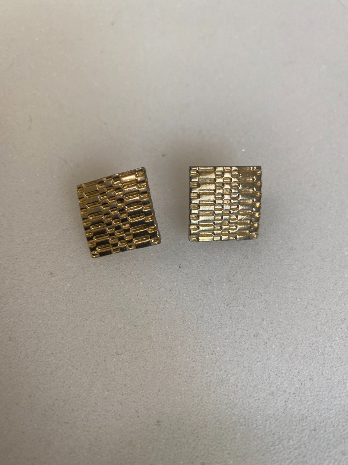 Monet Gold Tone Clip On Earrings Rectangle Vintage Costume Jewelry E17