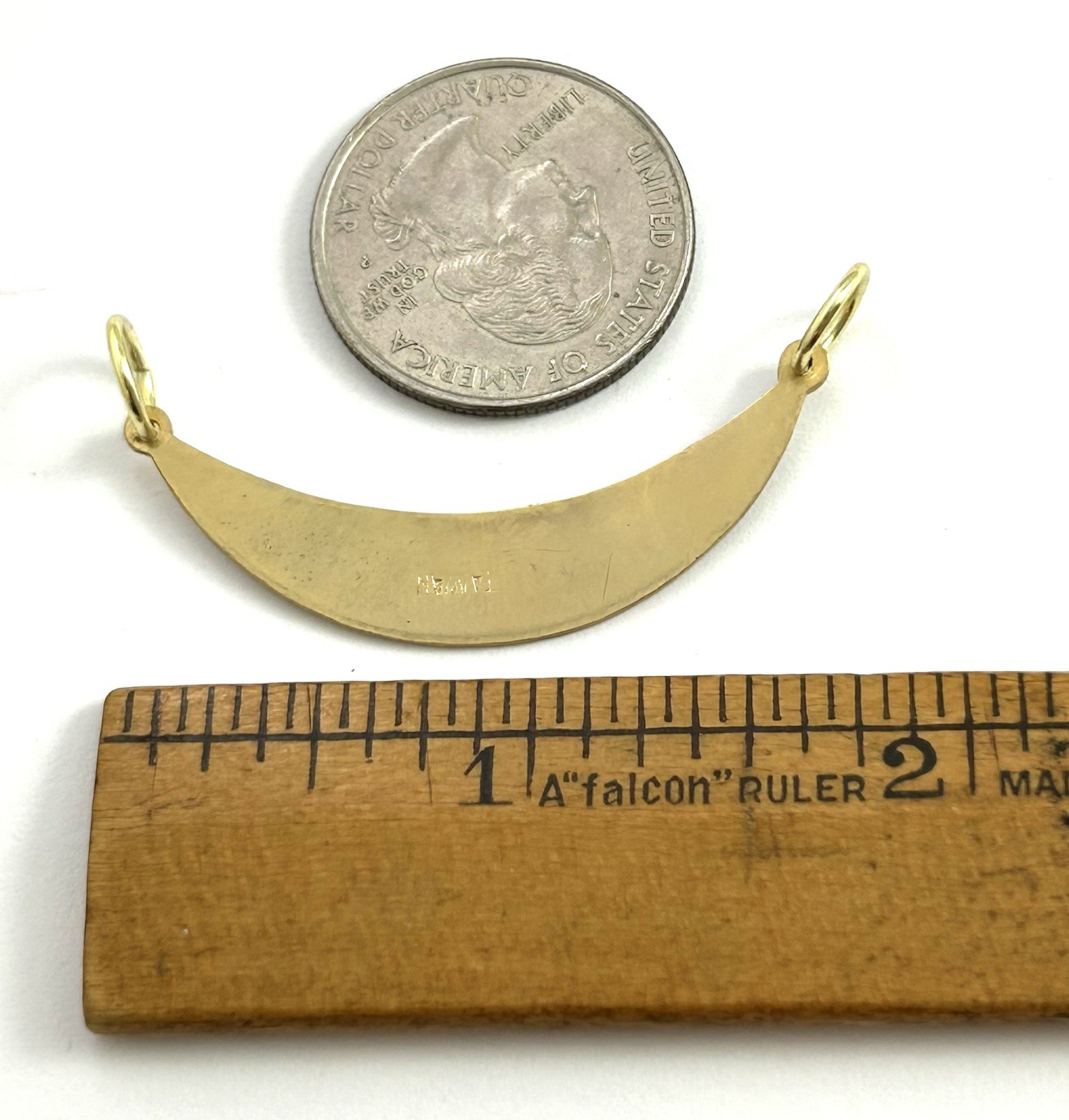 Vintage Pendant Enamel Flower Crescent Moon Jewelry Gold Plated Double Loop