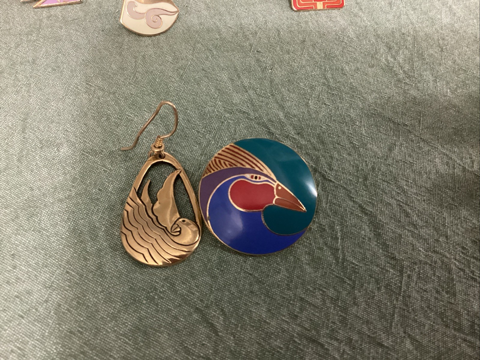 Laurel Burch 16 Single Earrings Lot: Cats, Bird, More